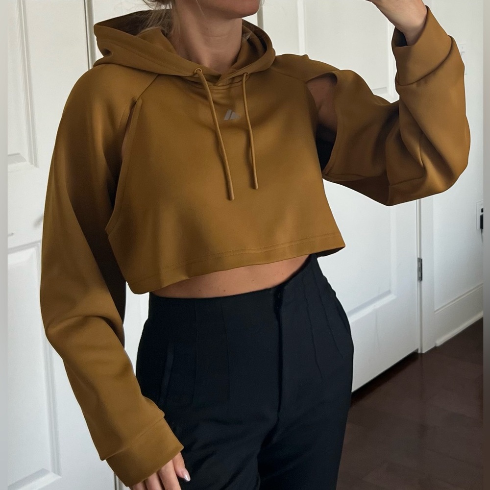 adidas Women's Mustard Cropped Hoodie